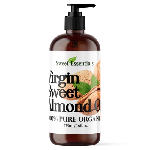 Organic Unrefined Sweet Almond Oil | Imported From Italy | 100% Pure | Cold Pressed | Hexane Free | Great For Hair, Skin & Nails | Carrier Oil (16 Fluid Ounces)