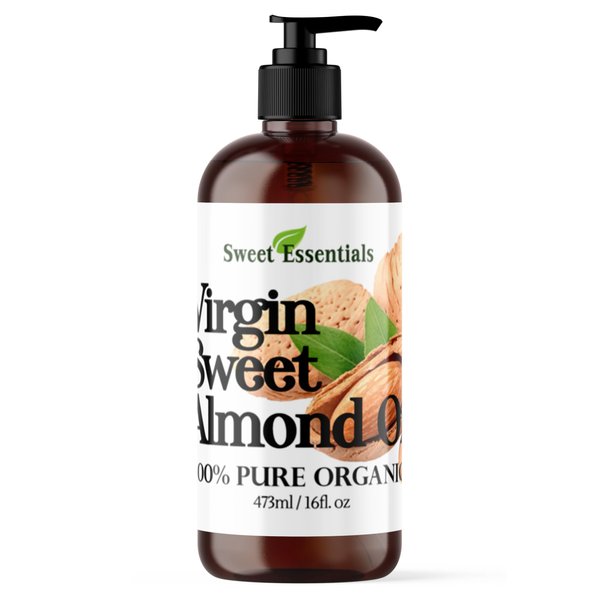 Organic Unrefined Sweet Almond Oil | Imported From Italy | 100% Pure | Cold Pressed | Hexane Free | Great For Hair, Skin & Nails | Carrier Oil (16 Fluid Ounces)