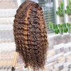 Ten Chopsticks Wigs HD Transparent Highlight Ombre T4/27 Color Invisible Knots Curly 13x4 Lace Front Human Hair Wigs for Women 180% Density Closure Wigs With Baby Hair 22 inch