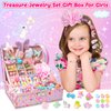 ZMLM Jewelry Gifts Toys for Girls: Unicorn Jewelry Box Ring Earring Necklace Set Valentines Day Gifts Easter Birthday Gifts, Art Craft DIY Headband Making, Pretend Play Toys for Girls 4 5 6 7 8 9 10