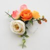 Fangsen Delicate White Orange Pink Ivory Rose Bud Leaf Rose Flower Hair Clips Floral Hair Accessories for Brides and Bridesmaids Silver (White+Orange+Pink)