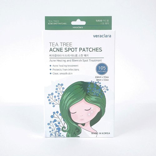 Veraclara Tea Tree Acne Spot Patches - Salicylic Acid Acne Pimple Treatment, Treats, Drains, and Shrinks Blemishes|105 Count(10mmX50, 8mmX55), 1Pack