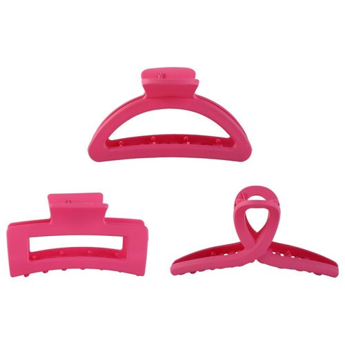 3 Pcs Pink Hair Claw Clips, Trendy Geometric Shark Clip Banana Hair Clips, Premium Plastic Strong Hold Hair Claw Clip Stylish Hair Accessories for Women Girls