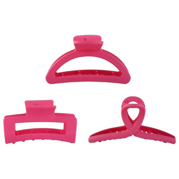 3 Pcs Pink Hair Claw Clips, Trendy Geometric Shark Clip Banana Hair Clips, Premium Plastic Strong Hold Hair Claw Clip Stylish Hair Accessories for Women Girls