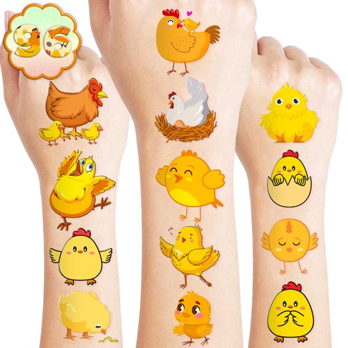 Generic Chicken Temporary Tattoos Birthday Party Supplies Favors Decorations Super Cute 96PCS Fake Tattoos Stickers for Boys Girls School Classroom Rewards Gifts Ideal