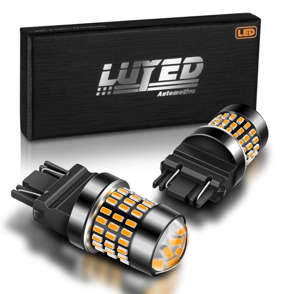 LUYED 3157 LED Bulb Amber Yellow 1800 Lumens Super Bright 3056 3156 3057 4157 LED Bulbs with Projector for Turn Signal Tail Brake Blinker Parking Lights,Pack of 2