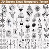 EMOME 150 Styles Art Black Temporary Tattoos For Women Men Adults, 3D Fake Realistic Star Sun Moon Tattoo Stickers Boys Girls, Long Lasting Temporary Tattoos on Finger Neck