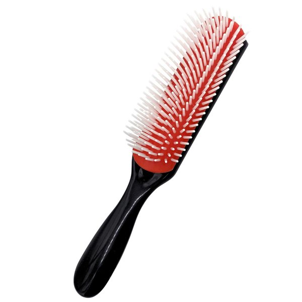 MDSTYLE Hair Brush for Curly, Thick, Wavy and Coily Hair - Curl Defining, Detangling, Styling, Blowdrying, Shaping - 9 Row Detangler Brush for Women and Men - Dry or Wet (Black Small 1pc)
