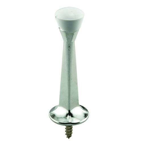 Prime-Line MP9044 Rigid Door Stop, 3 In. Reach, Diecast Construction, Chrome Plated, White (5 Pack)