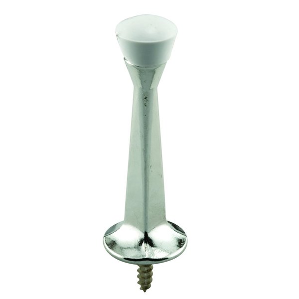 Prime-Line MP9044 Rigid Door Stop, 3 In. Reach, Diecast Construction, Chrome Plated, White (5 Pack)