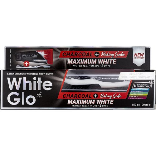 White Glo - Charcoal + Baking Soda Maximum White Toothpaste 150g