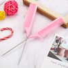 3 Packs Rat Tail Comb Steel Pin Rat Tail Carbon Fiber Heat Resistant Teasing Combs with Stainless Steel Pintail (Pink)