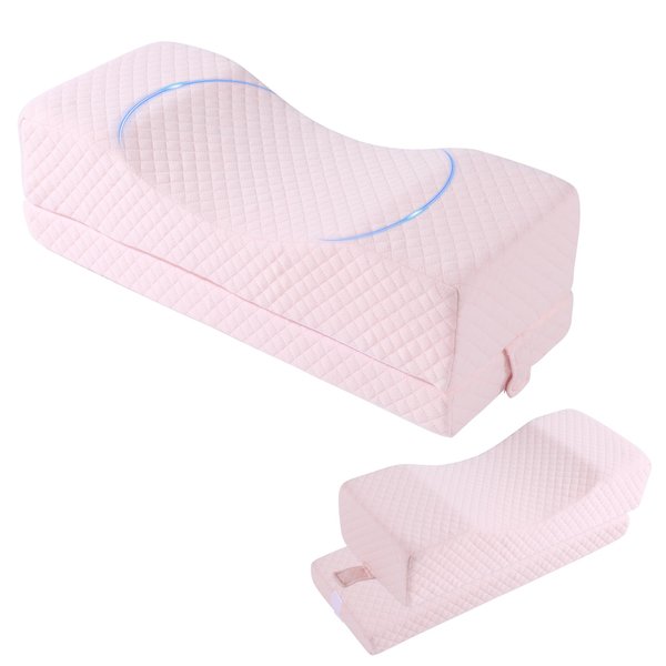 MABOZOO Adjustable Lash Pillows 2 Heights, Eyelash Pillow Eyelash Extension Neck Pillow for Eyelash Extensions, Curved Neck Contour Pillow Beauty Pillow for Beauty Grafting Salon(Pink)