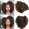 Lacer Hair 12Inch 4B 4C Curly Remy Human Hair Extensions Afro Kinky Curly Clips in Hair Extensions Two Tone P#1B/4 Color for Women Natural Black AC Human Hair 120g 7Pcs Per Pack