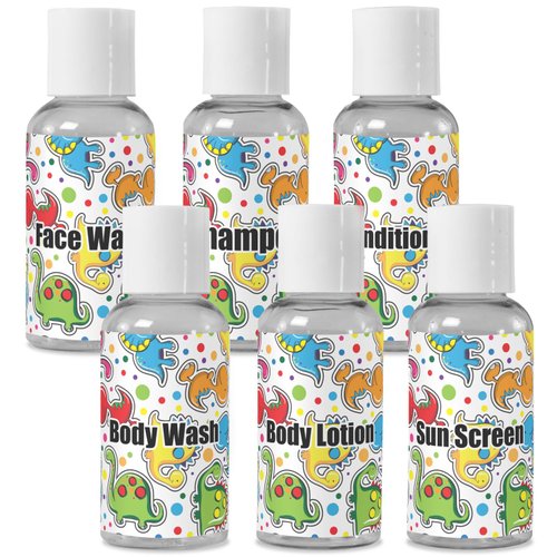 Personalized Dinosaur Print & Dots Travel Bottles