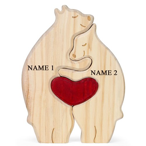 MAIBAOTA Personalized Gifts of Bear Puzzle Couple Customized Gifts for Him Her Name Puzzle Cute Decorative Ideal Anniversary Birthday Gifts for Boyfriend Girfriend Husband Wife