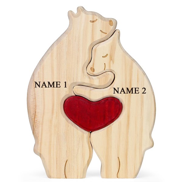 MAIBAOTA Personalized Gifts of Bear Puzzle Couple Customized Gifts for Him Her Name Puzzle Cute Decorative Ideal Anniversary Birthday Gifts for Boyfriend Girfriend Husband Wife