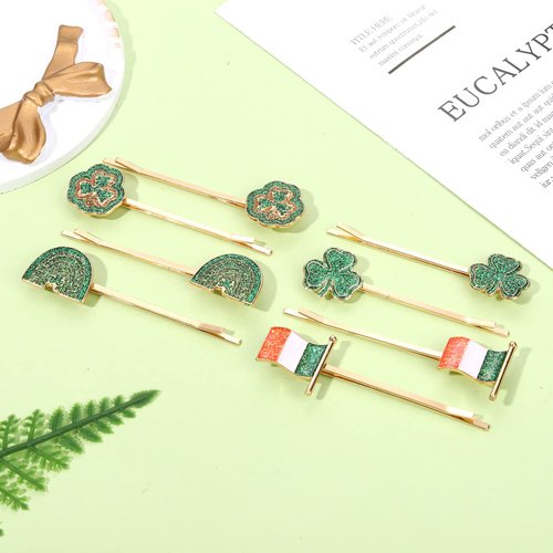 8/12PCS St.Patrick's Day Hair Clips for Women Glitter Shamrock Hat Lucky Leaf Hairpins St.Patrick's Day Hair Accessories Irish Holiday Party Favors