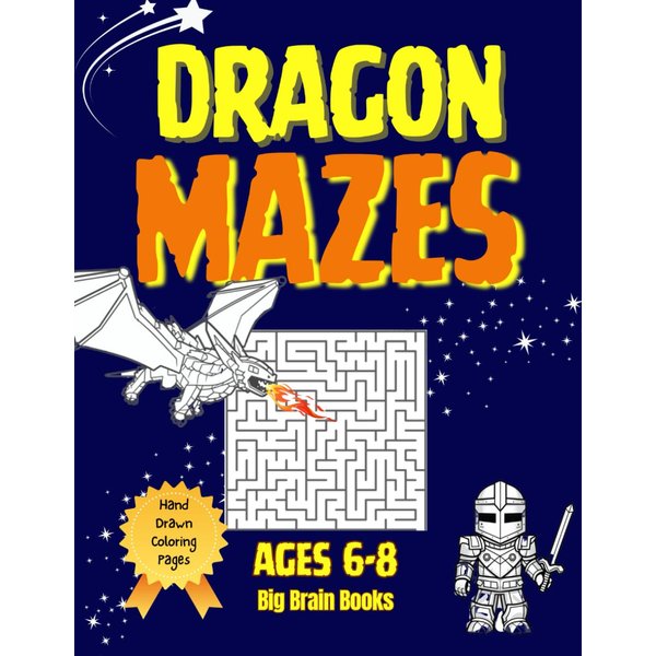 Dragon Mazes for Kids! Maze Activity Book For Kids: Hand-drawn illustrations! Ages 6-8