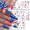4th of July Nail Art Stickers 8 Sheets American Flag Patriotic Nail Stickers 3D Self-Adhesive USA Flag Heart Star Nail Design Independence Day Nail Decals for Memorial Day DIY Nail Decoration