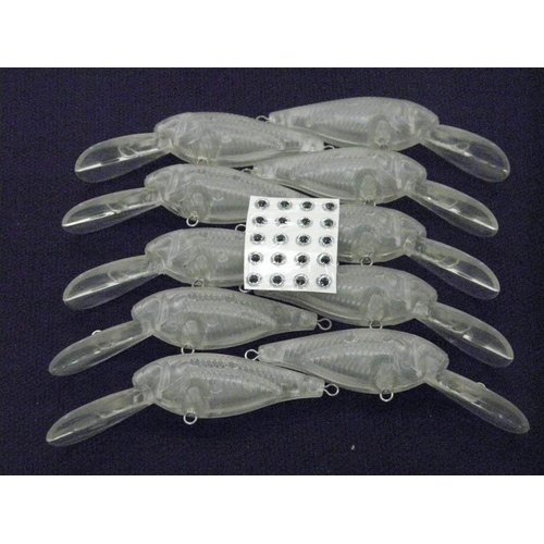 wLure 10 Blank Unpainted Crankbait Wide Wobble Deep Diver Jerkbait Slow Floating Fishing Lures with Free Eyes UPC549