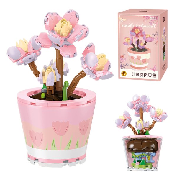 ZIYOSTAR Mini Blocks 225PCS Succulent Plant Bonsai Building Set, Office and Room Decor Succulents Flowers Model Building Toys, Birthday Gift for Adult Boys Girls Woman (804206)