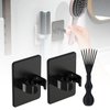 Curly Hair Brush Comb Holder, Curl Defining Brush Comb Cleaner Tool, 2 Pcs Comb Holder and 1pcs Comb Cleaner Tool, Comb Holder No-Drill, Suitable for Most Combs, for Home Or Salon Use. (black)