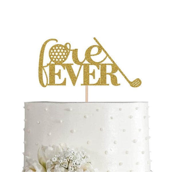 Gold Forever Golf Cake Topper For Wedding, glitter Sports Golfer Cake Topper Party Decoration