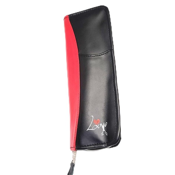 Bonika Love Beauty Soft 8" Black and Red Zippered Shear Case