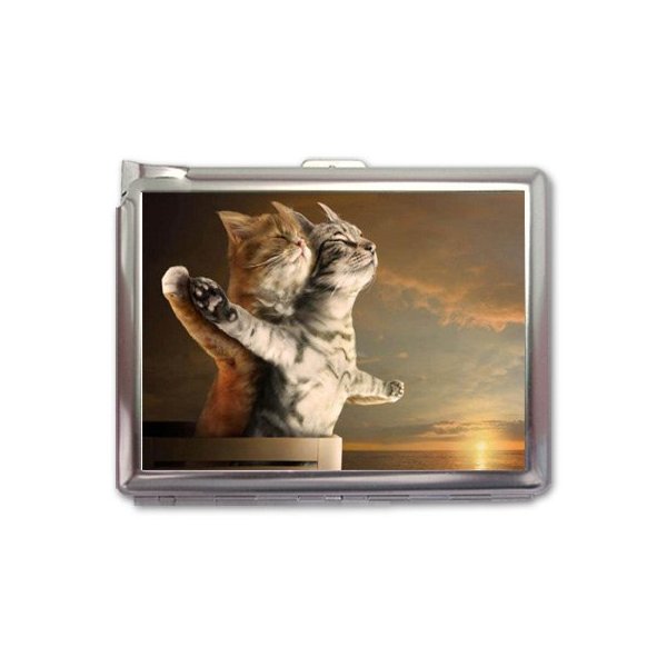 Funny Titanic Cat Cigarette Case Lighter Wallet Business Card Holder