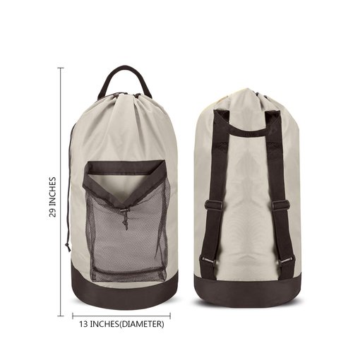 Dalykate Laundry Bag with Shoulder Straps and Mesh Pocket Durable Nylon Backpack Clothes Hamper Bag with Drawstring Closure for College, Travel, Laundromat, Apartment