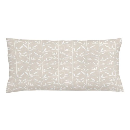 Lunarable Cream Throw Pillow Cushion Cover, Vertical Stripes Stems Leaves Pattern Grunge Display Classical Spring Inspired, Decorative Rectangle Accent Pillow Case, 36" X 16", Tan White
