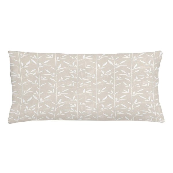 Lunarable Cream Throw Pillow Cushion Cover, Vertical Stripes Stems Leaves Pattern Grunge Display Classical Spring Inspired, Decorative Rectangle Accent Pillow Case, 36" X 16", Tan White