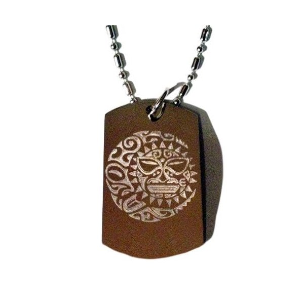 SUN Moon Star Celestial Celtic Tribal Tattoo Logo Symbols - Military Dog Tag Luggage Tag Key Chain Metal Chain Necklace