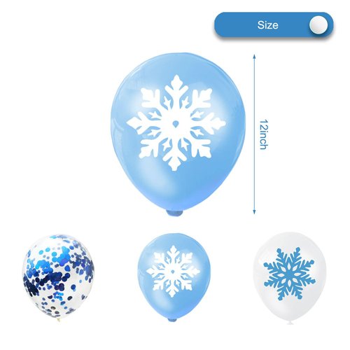 36Pcs Snowflake Latex Balloons, Winter Wonderland Balloons, Winter Snowflake Theme Party Decorations