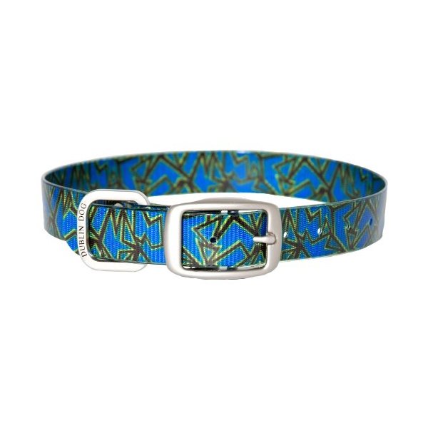 Dublin Dog Koa Collection Shattered 12.5 by 17-Inch Dog Collar, Medium, Triton Blue