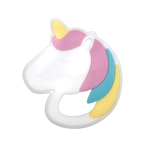 Bumkins Baby Teething Freezer Toy Keys Rings, Soft Flexible Silicone Pacifier, Safe to Chew, Cool Teether Gum Relief, Essentials for Babies 3 Months, Freezable, Sensory Textured, Unicorn