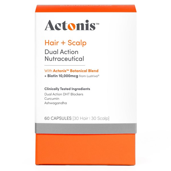 Actonis Women & Men Hair Growth Supplement, Hair + Scalp Dual Action Nutraceutical, Lustriva™ + Biotin, Men & Women Thinning Hair Supplement, Saw Palmetto, 1 Month Supply