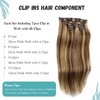 Clip in Hair Extensions Human Hair Brown Clip on for Fine Hair Full Head 7 pieces 15 inch Silky Straight Weft Remy Hair (15 inches, 4-27)