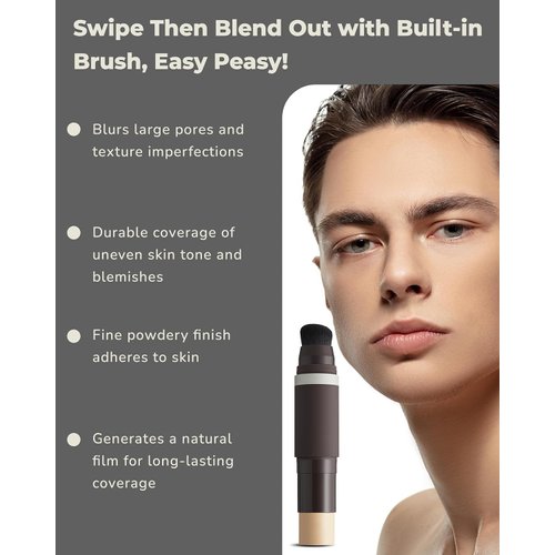 OBgE Natural Cover Foundation #23 (Beige, 0.5oz)- Stick Foundation with Brush for Flawless Skin Tone Correction and Coverage. Long-Lasting Wear for Daily Use.