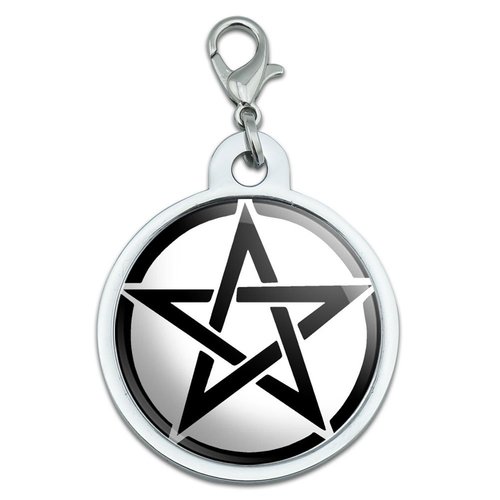 GRAPHICS & MORE Pentagram - Wicca Witch Large Chrome Plated Metal Pet Dog Cat ID Tag