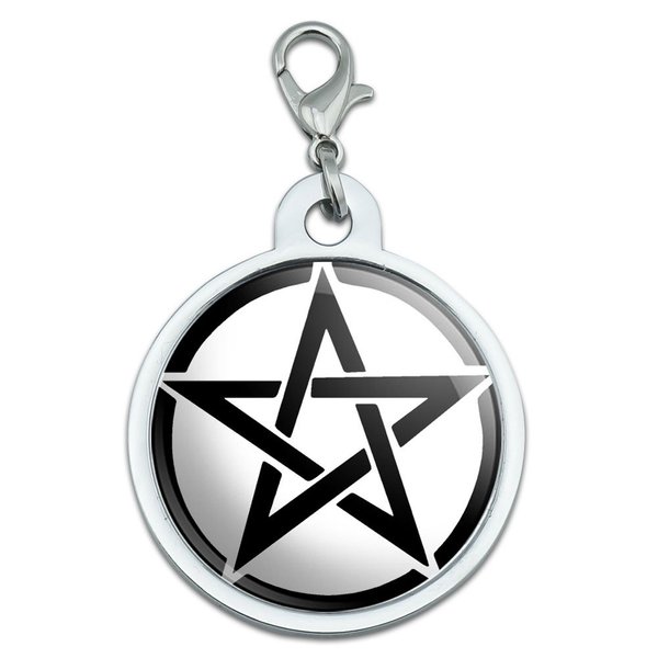 GRAPHICS & MORE Pentagram - Wicca Witch Large Chrome Plated Metal Pet Dog Cat ID Tag