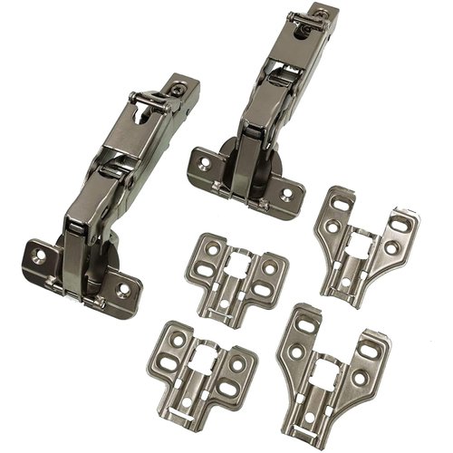 DECOBASICS Lazy Susan, Pie-Corner Kitchen Cabinet Hinge Set for Folding Doors. 165 Degree Nickle Plated Iron Concealed Hinges with Plates for Face Frame and Frameless Cabinets.