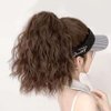 WAYUTO Ponytail Wig Baseball Cap with Hair Adjustable Houndstooth Hat with Synthetic Curly Wig Attached 13.8Inch Long Wavy Hair for Women Daily Party Use