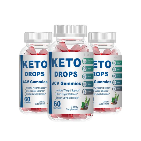 kivus Keto Drops Gummies - KetoDrops Apple Cider Vinegar Formula Gummies (3 Pack, 180 Gummies)