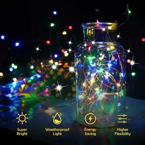 LIGHTOP Solar String Lights Outdoor 2 Pack 33FT 100LED Copper Wire Fairy Light Waterproof Decoration for Wedding Party Terrace Yard Tree Garden Patio Christmas (Multicolor)