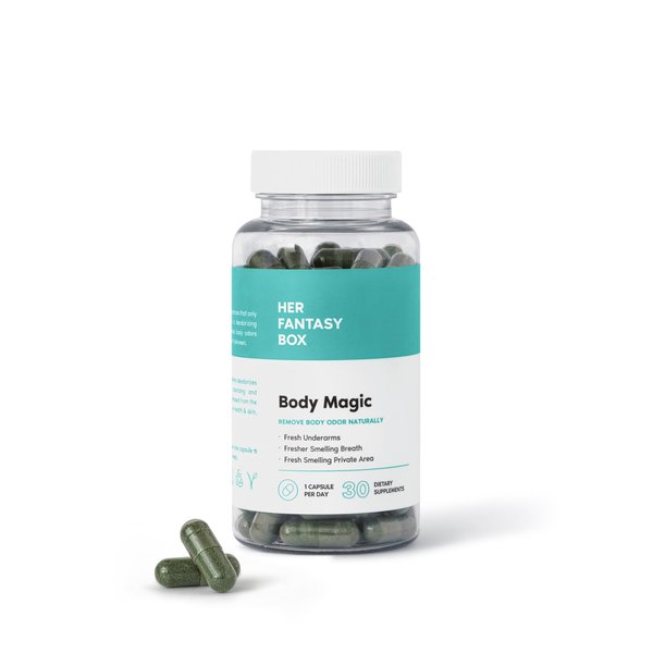 Her Fantasy Box | Body Magic Chlorophyll Capsules - 30 Vegan Capsules for Detox, Digestion, Gut Health, Skin Support, and Oily Skin - Natural Energy Booster (200 mg) (100mg) (200mg)