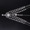 JWICOS Boho Rhinestone Head Chain Pearl Headchain Bride Headpiece Headband Wedding Hair Accessories for Women and Girls (Silver)