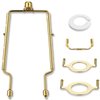Lamp Shade Holder, 7 8 9 10 inch Adjustable Lamp Harp, Hardware Parts Included Brass Harp Frame and Finials, Standard Saddle, E14 E26 E27 Light Base UNO Fitter Adapter, Lamp Bracket Accessories (Gold)