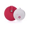 MILESI Cherry Blossom Mini Round Makeup Mirror with Leather Holster Gift for Women (Peach Red)